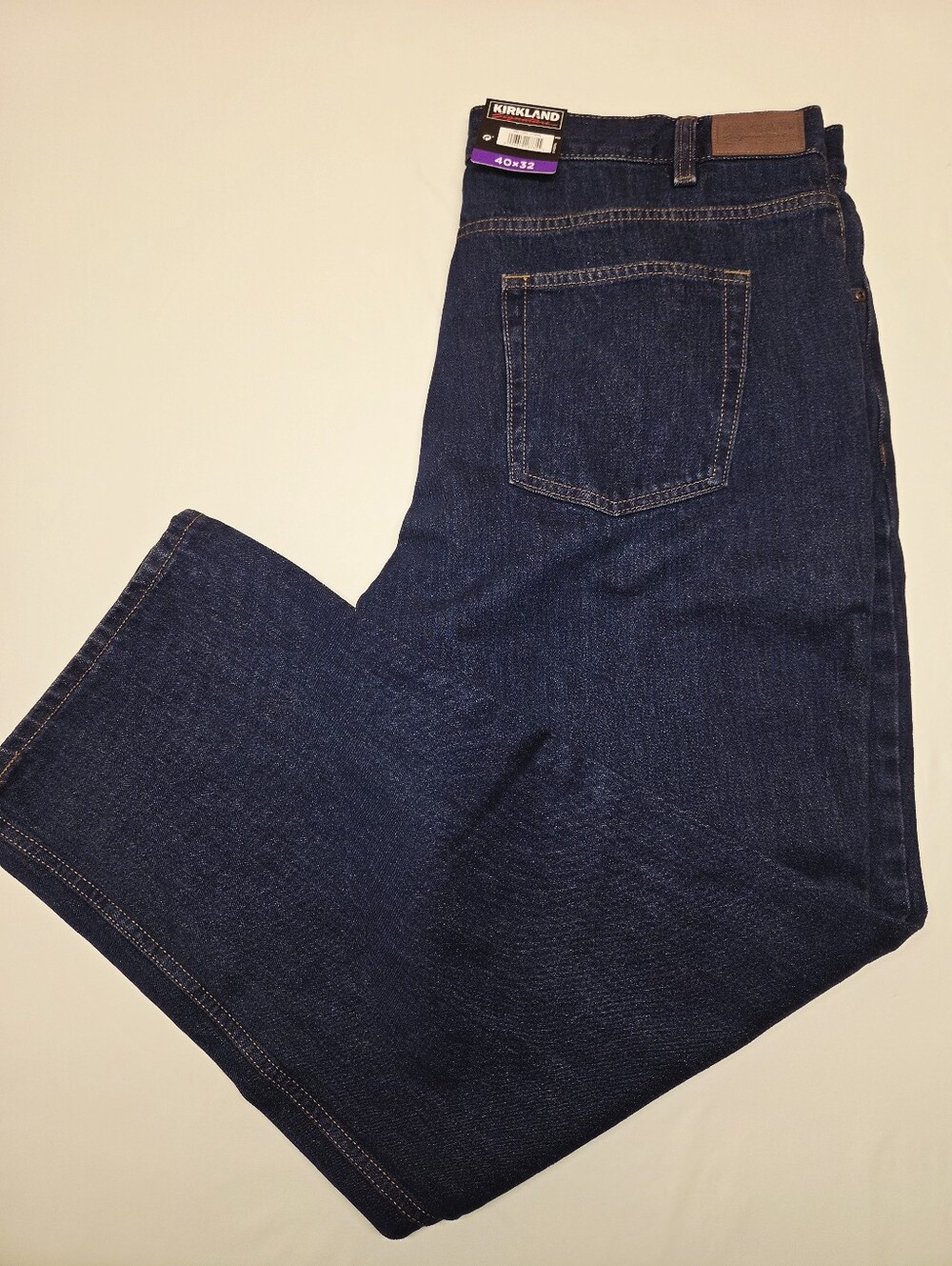 *NWT* Kirkland Signature Mens 40x32 Dark Blue Denim Jeans Relaxed Fit *NEW*